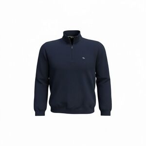 Fish Hippie Mens Large Navy Blue Heather Quarter Zip Pullover Sweater